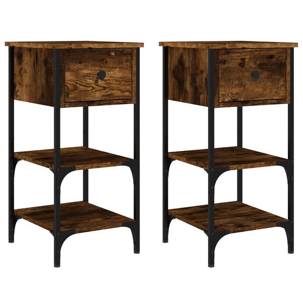 vidaXL Nattbord 2 stk r&oslash;kt eik 34x36x70 cm konstruert tre