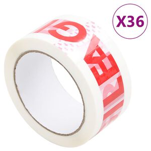 vidaXL Emballasjetape 36 stk FRAGILE-trykk hvit 48 mm x 66 m