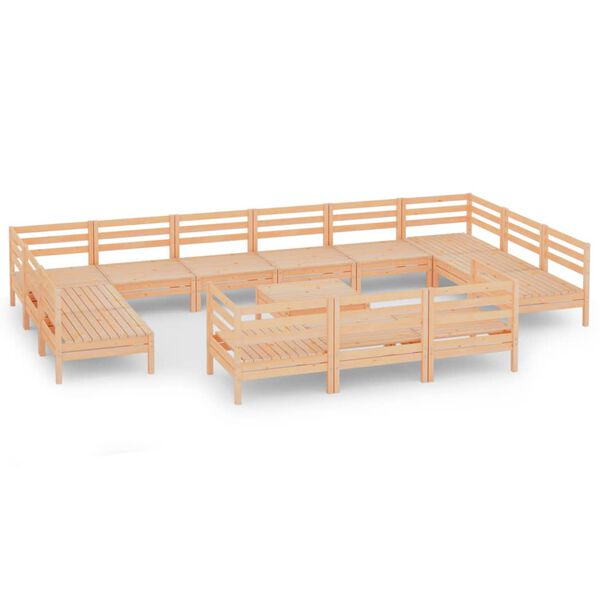 vidaXL Hagesofagruppe 14 deler heltre furu