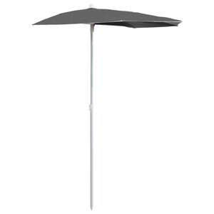 vidaXL Halvrund parasoll med stang 180x90 cm antrasitt