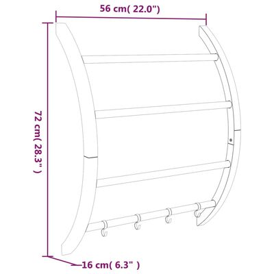 vidaXL Håndklestativ med kroker sølv 56x16x72 cm aluminium