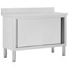 vidaXL Arbeidsbord med skyved&oslash;rer 120x50x(95-97) cm rustfritt st&aring;l