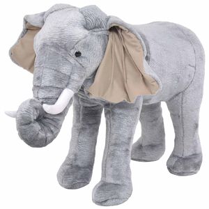 vidaXL St&aring;ende lekeelefant plysj gr&aring; XXL