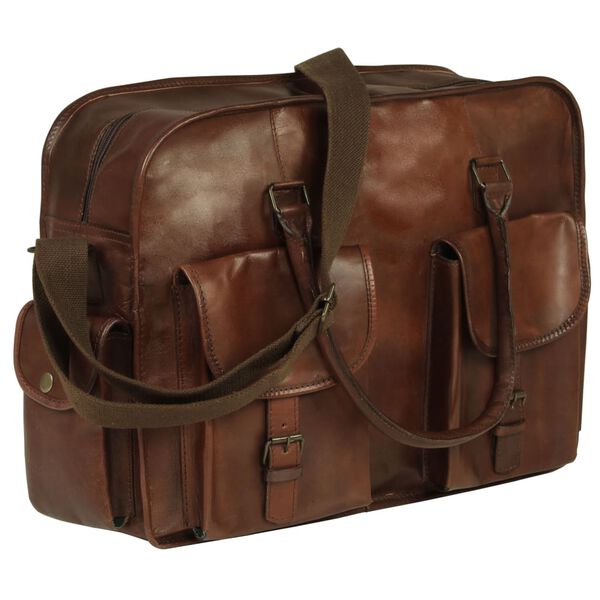 vidaXL Reiseveske skinn brun