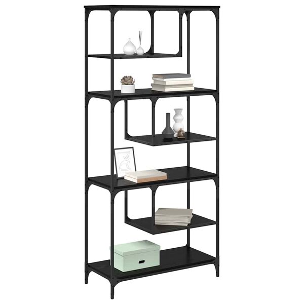 vidaXL Bokhylle Svart eik 81 x 36 x 176 cm Konstruert tre