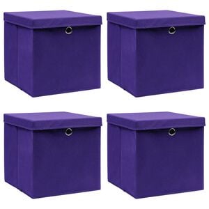 vidaXL Oppbevaringsbokser med deksler 4 stk 28x28x28 cm lilla