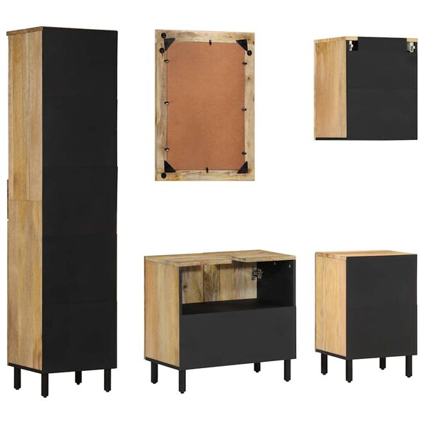 vidaXL Baderomsskapsett 5 deler heltre mango