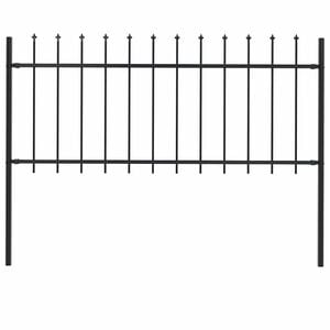 vidaXL Hagegjerde med spydtopp st&aring;l 181x80 cm svart