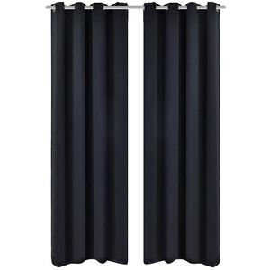 Energisparende gardiner med metallringer 2 stk svart 135 x 245 cm