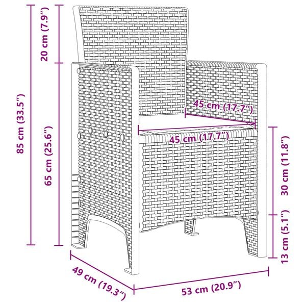 vidaXL Hage Spisegruppe 11 pcs Antrasitt Syntetisk rotting