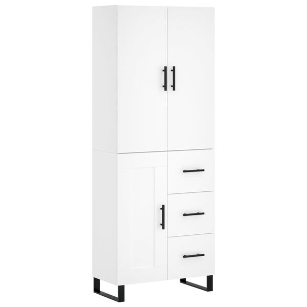 vidaXL Highboard hvit 69,5x34x180 cm konstruert tre