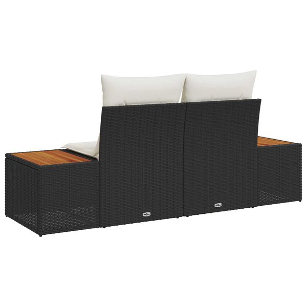 vidaXL Hagemøbelsofa Svart 184 x 62 x 85cm polyrotting