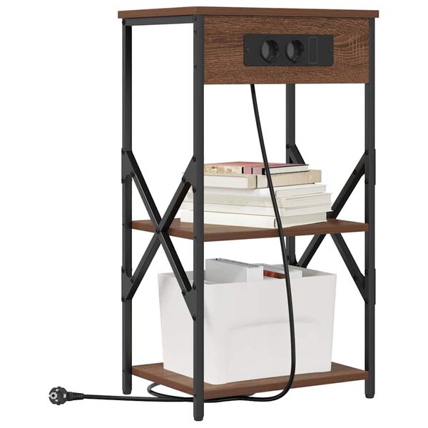 vidaXL Nattbordskap med hylle Brun Eik 41 x 31 x 76 cm Konstruert tre