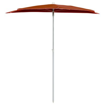 vidaXL Halvrund parasoll med stang 180x90 cm terrakotta