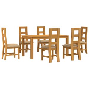 vidaXL Spisestuesett 7 stk. Beige Massivt Eiketre