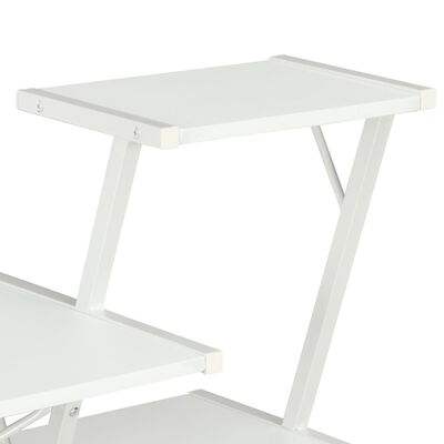 vidaXL Skrivebord med hylle hvit 116x50x93 cm