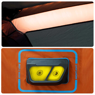 vidaXL Familietelt med LED 10 personer lysegrå oransje hurtigutløser