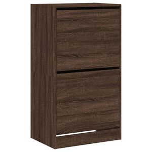 vidaXL Skoskap med 2 vippeskuffer brun eik 60x42x108 cm