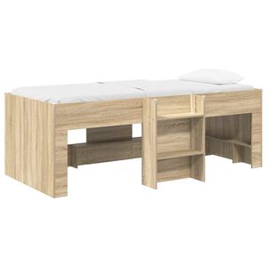 vidaXL Barnas H&oslash;ye Sengramme Sonoma eik 80 x 200 cm Konstruert tre