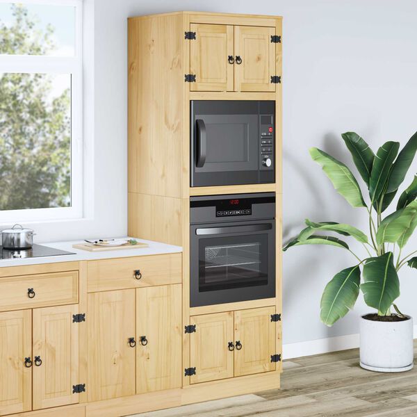 vidaXL Kabinett med hylle med d&oslash;r Honning 66 x 58 x 207 cm Massiv furu