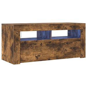 vidaXL TV-benk med LED-lys r&oslash;kt eik 90x35x40 cm