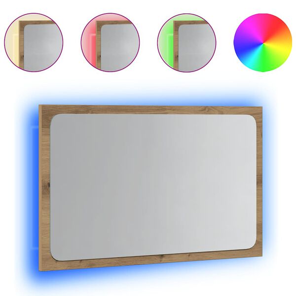 vidaXL Baderomsspeil med LED-lys betonggrå 60x8,5x38 cm