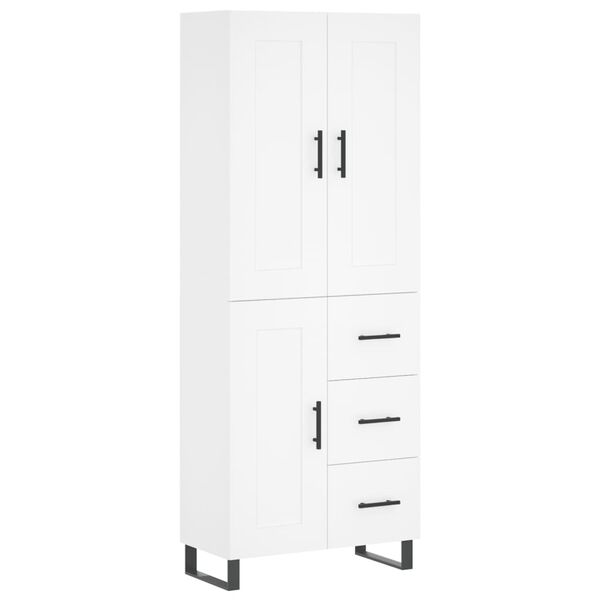 vidaXL Highboard hvit 69,5x34x180 cm konstruert tre