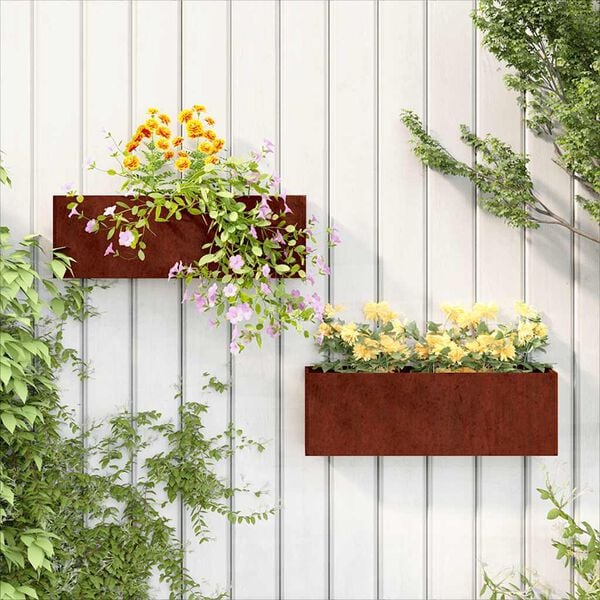 vidaXL Vegghengte plantekasser 2 stk rust 53x10x17 cm cortenst&aring;l