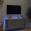 vidaXL Vegghengt TV-benk med LED-lys betonggr&aring; 100x35x41 cm