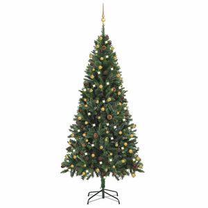 vidaXL Forh&aring;ndsbelyst kunstig juletre med kulesett gr&oslash;nn 210 cm