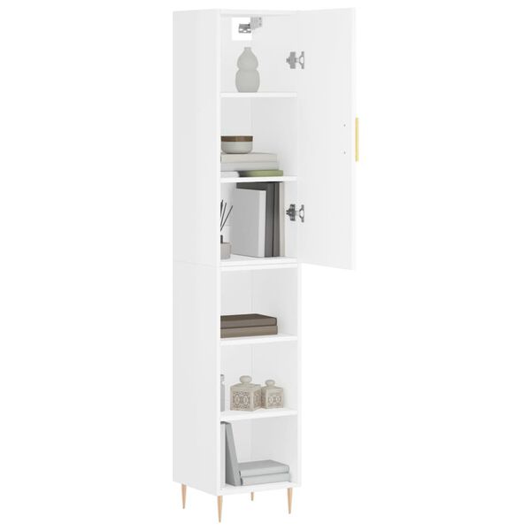 vidaXL Highboard hvit 34,5x34x180 cm konstruert tre