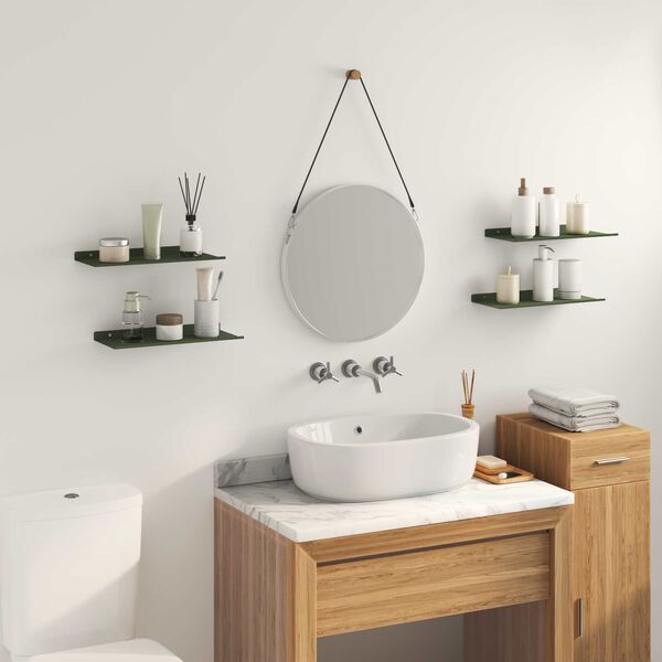 vidaXL Flytende hylle 4 pcs Olivengr&oslash;nn 40 x 18 x 2,5 cm St&aring;l