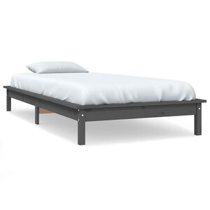 vidaXL Sengeramme gr&aring; 90x200 cm heltre furu