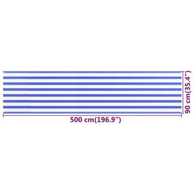 vidaXL Balkongskjerm blå og hvit 90x500 cm HDPE
