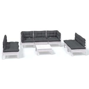 vidaXL Hagesofagruppe med puter 8 deler heltre furu