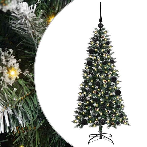 vidaXL Kunstig juletre med 150 LED gr&oslash;nn 120 cm PVC og plast og st&aring;l