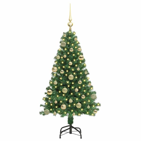 vidaXL Kunstig juletre med 150 LED gr&oslash;nn 120 cm PVC og St&aring;l og Plast