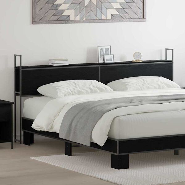 vidaXL Oppbevaringshodegjerde med Ladeplass med hylle Svart eik 200 cm