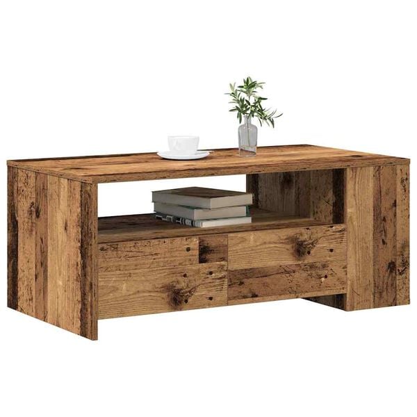 vidaXL Kaffebord med skuff Gamle tre 102 x 55 x 43,5 cm Konstruert tre