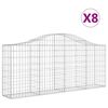 vidaXL Gabionkurver buede 8 stk 200x30x80/100 cm galvanisert jern