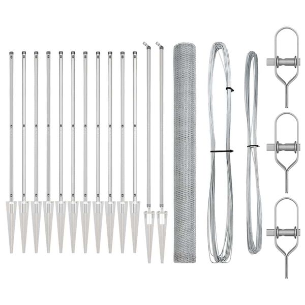 vidaXL Gjerde med innlegg. s&oslash;lv 1.5 x 25 m PVC-belagt st&aring;l