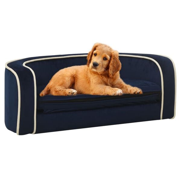 vidaXL Sammenleggbar hundesofa bl&aring; 73x67x26 cm plysj vaskbar pute