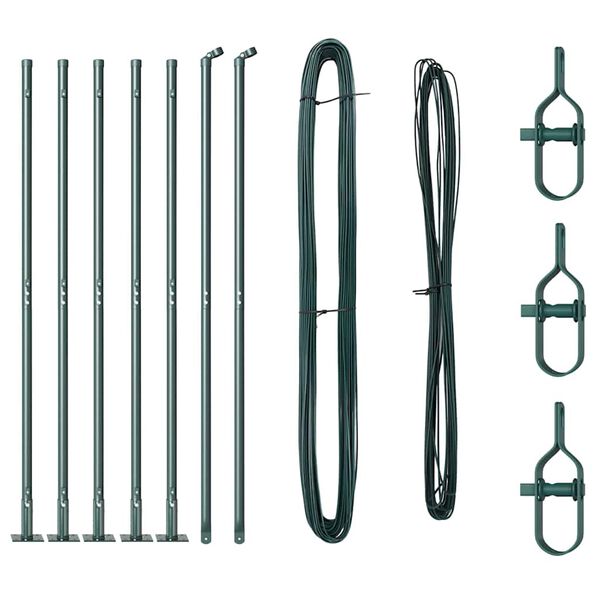 vidaXL Gjerdep&aring;le 7 pcs gr&oslash;nn St&aring;l