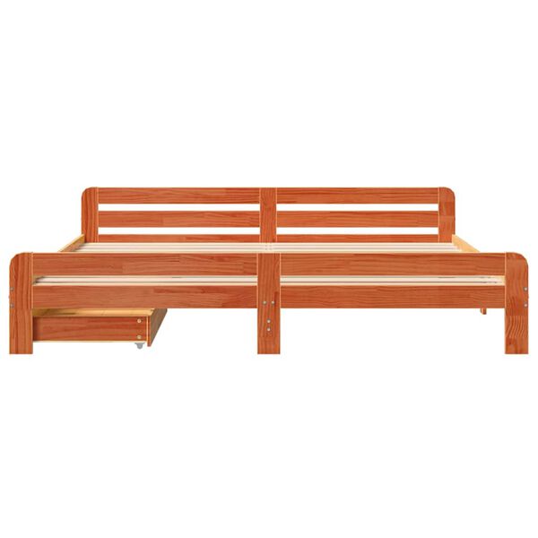 vidaXL Sengeramme uten madrass voksbrun 200x200 cm heltre furu