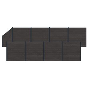 vidaXL Gjerdesett 9 pcs 1484 x 186 cm WPC og Aluminium Svart