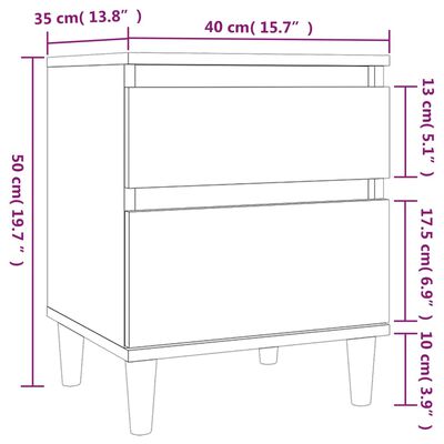vidaXL Nattbord grå sonoma 40x35x50 cm