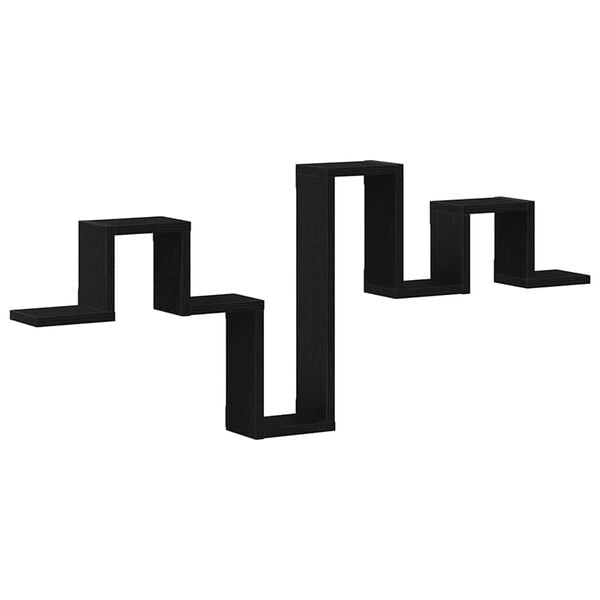 vidaXL Vegghylle med hylle Svart eik 104,5 x 10 x 43 cm Konstruert tre