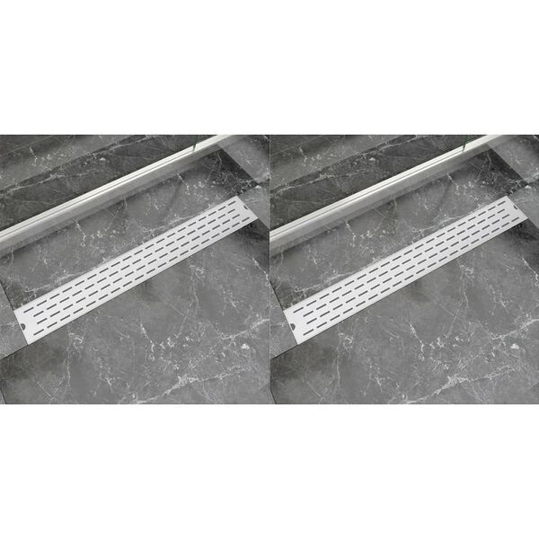 vidaXL Lineært dusjavløp 2 stk linje 830x140 mm rustfritt stål