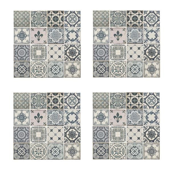 WALPLUS Veggmaleri klistremerke gammeldags bl&aring; 54x54cm 4 ark