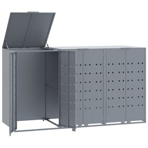 vidaXL S&oslash;ppeldunkskur for 3 dunker gr&aring; 207x79x117 cm st&aring;l